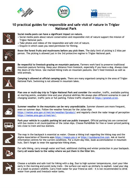 10 praktičnih napotkov za obnašanje v narodnem parku